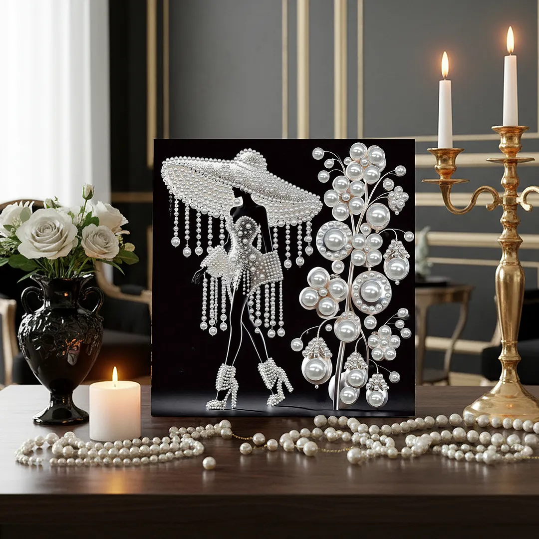 Elegant Lady - DIY Pearl Diamond Art Kit With Frame 30*30cm