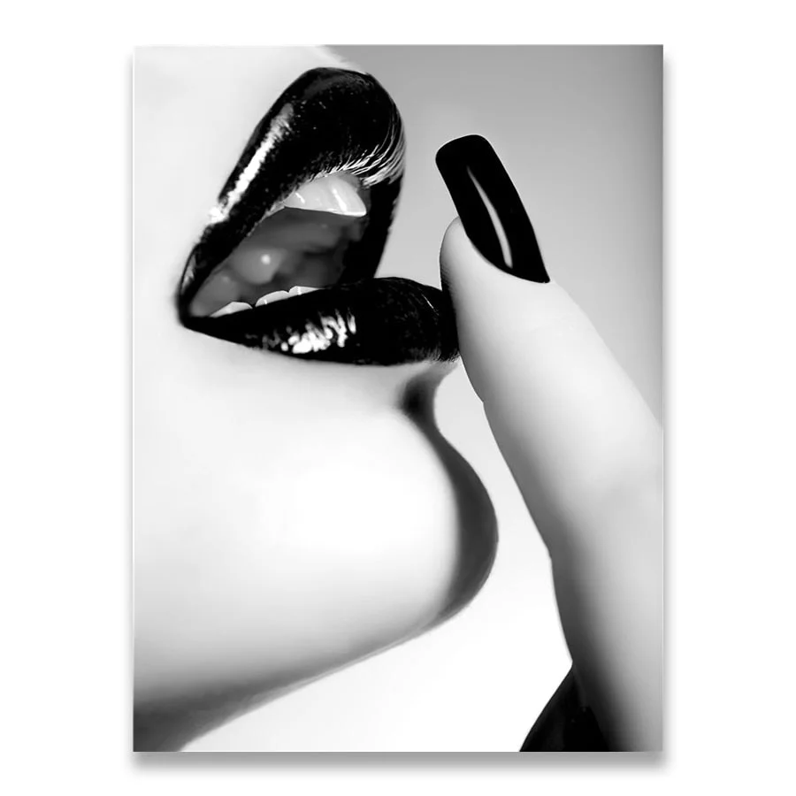 Cuadros Fashion Pop Art Canvas Painting  Black and White Woman Lip Print Posters Home Decor Wall Pictures For Living Room