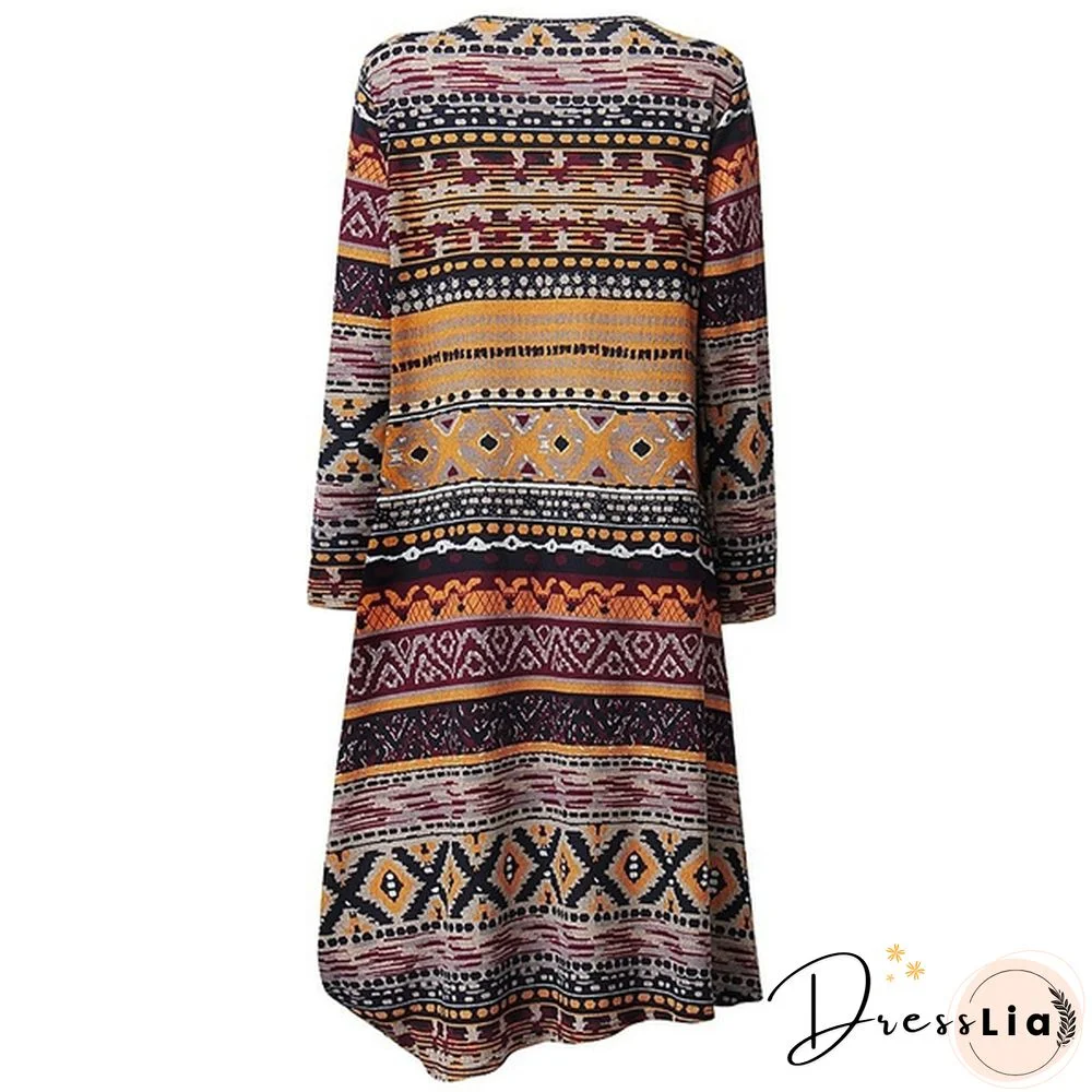 3 Colors Womens Vintage Boho Long Sleeve Floral Kaftan Baggy Maxi Dress Vestidos Plus Size S-5XL