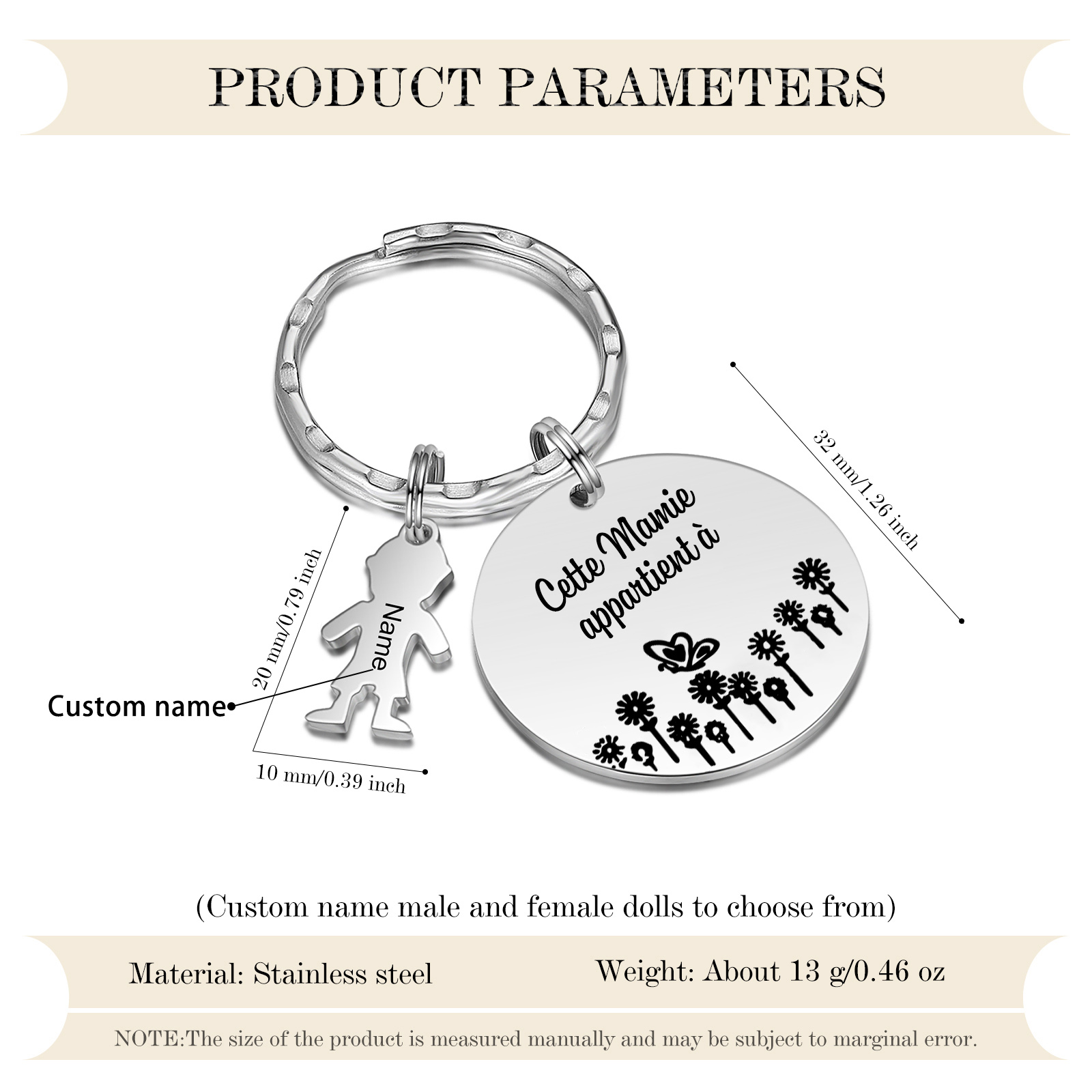 À Ma Mamie - 1-5 Noms Porte-Clés Personnalisés Avec Breloques Enfants