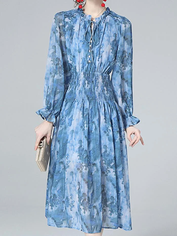 Fashion Printed Hepburn French Dress