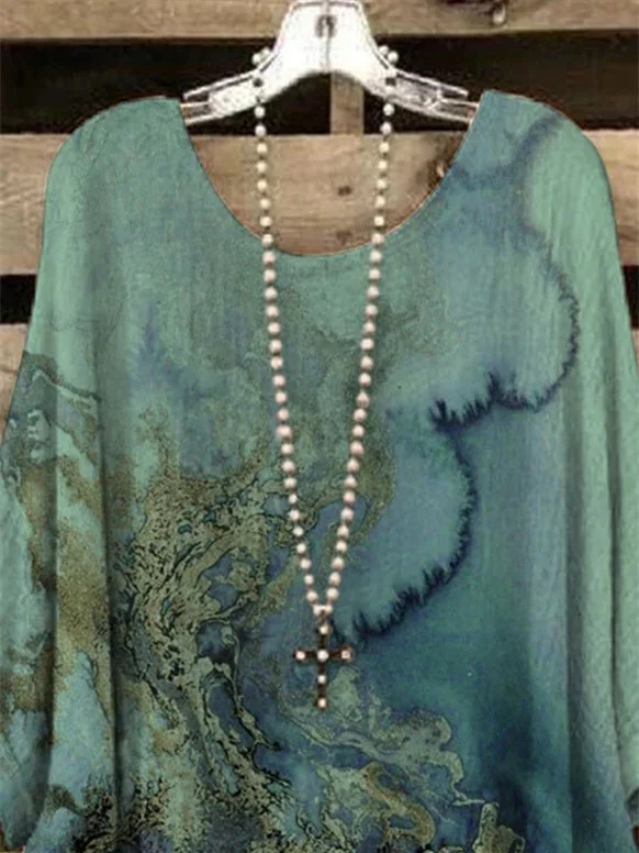 Women 3/4 Sleeve Scoop Neck Graphic Floral Printed Women Tops