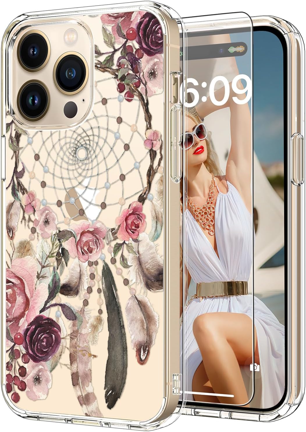 ProCaseMall iPhone 15 Pro Case Elegant Pink Blossoms