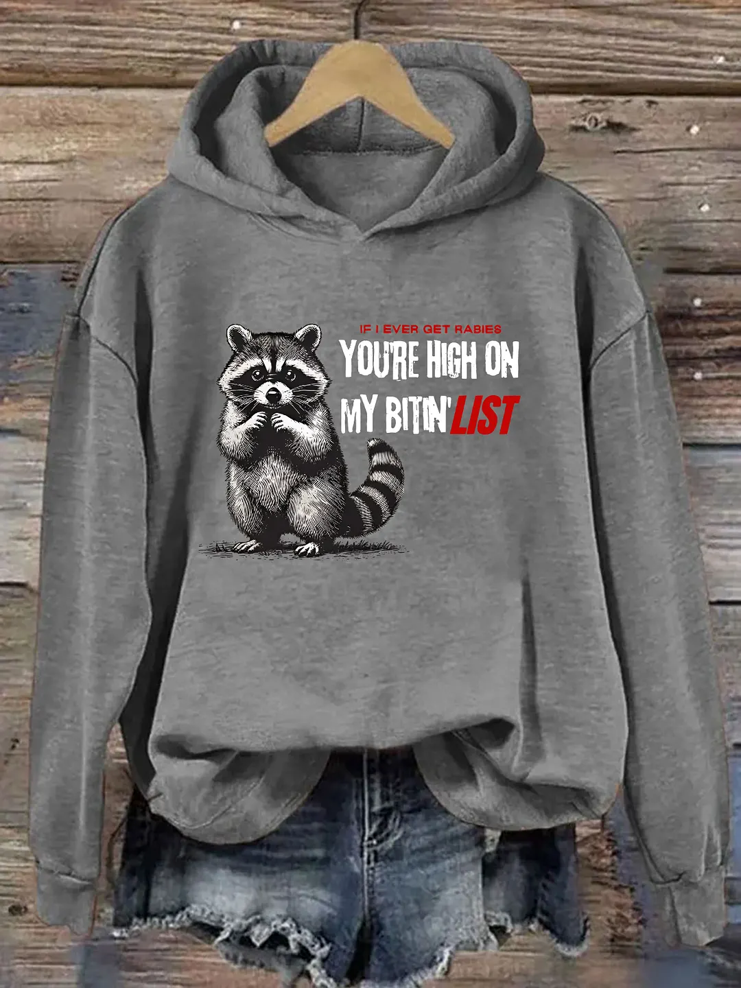 Raccoon If I Ever Get Rabies You're High On My Bitin' List Hoodie