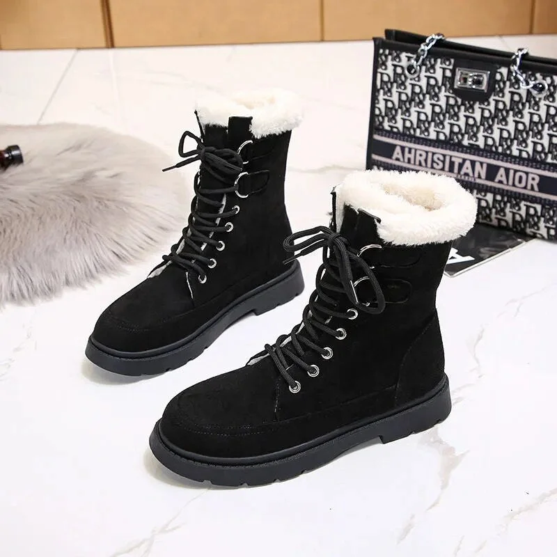 Christmas Gift Winter Boots Women Shoes Plush Warm Goth Shoes Combat Boots Black Booties Woman Martin Boots Fashion Platform Botas