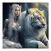 Diamond Painting-DIY Full Round Drill Beauty and Tiger(40*40CM)