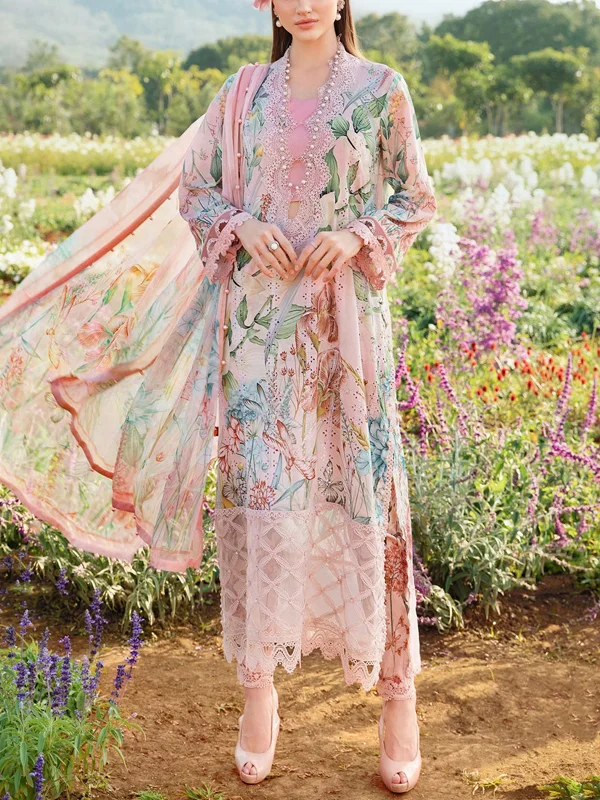Lace Print Top and Pants Suit