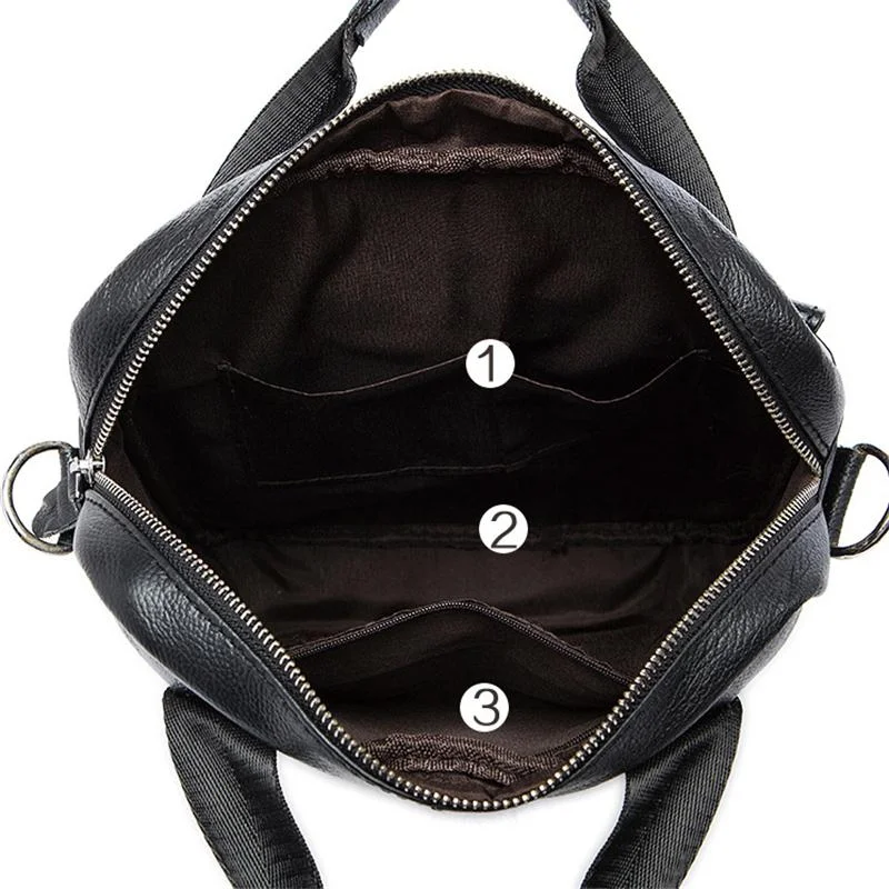 Classic Leather Soft Handbags For Men With Large Capacity