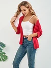 Open Front Solid Cardigan with 3/4 Sleeves, Elegant Spring/Summer Women's Clothing