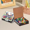 5D Butterfly DIY PU Diamond Painting Notecard Box with 160 Sheets Paper Holder