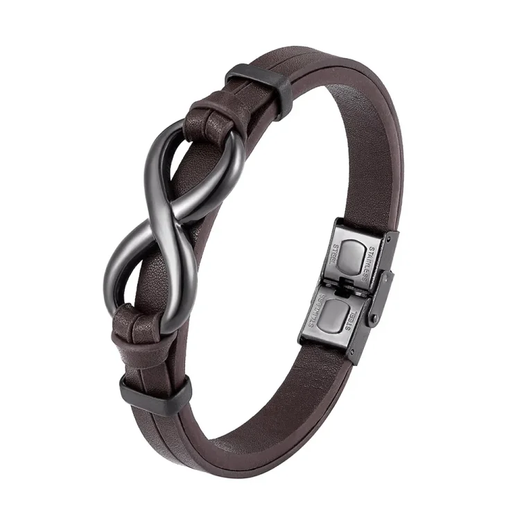 For Love - I Love You Forever And Always Infinity Leather Bracelet