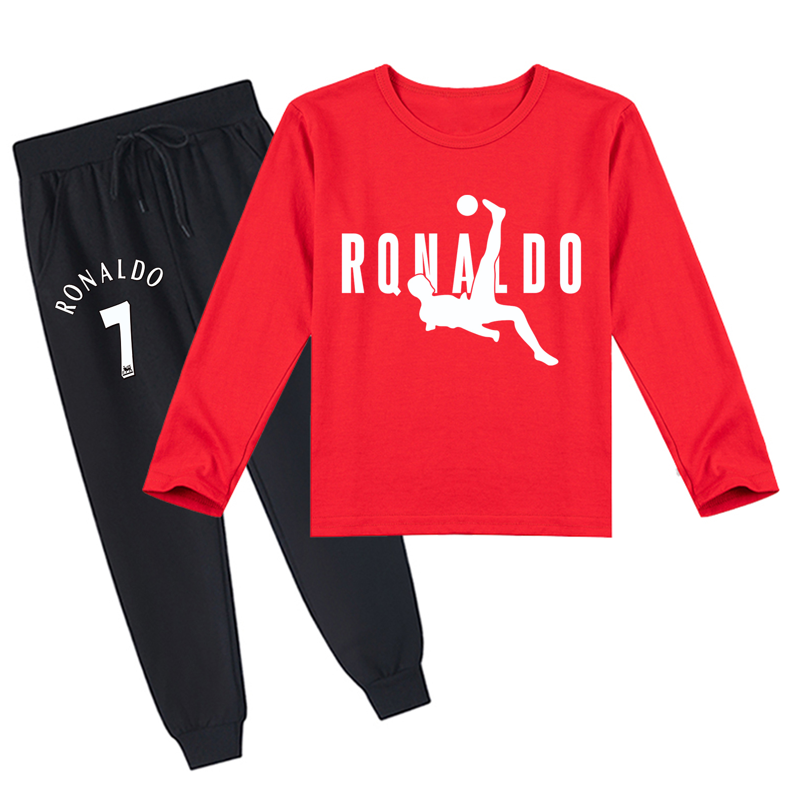 Mayoulove Cristiano Ronaldo Long Sleeve Tee Set for Boys  Girls - Trendy Soccer Apparel, Sports Clothing, Gift Idea-Mayoulove