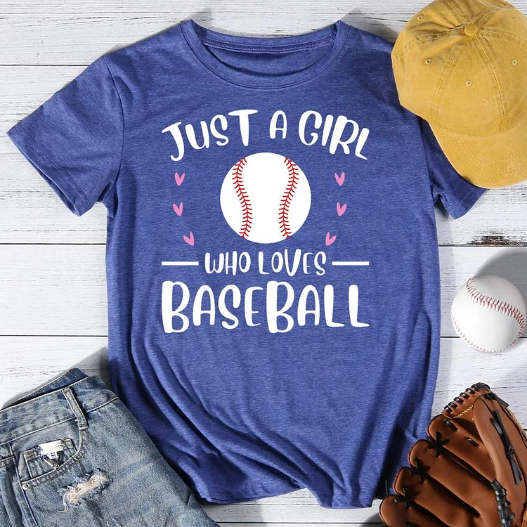 Just a Girl Who Loves Baseball Round Neck T-shirt-Annaletters