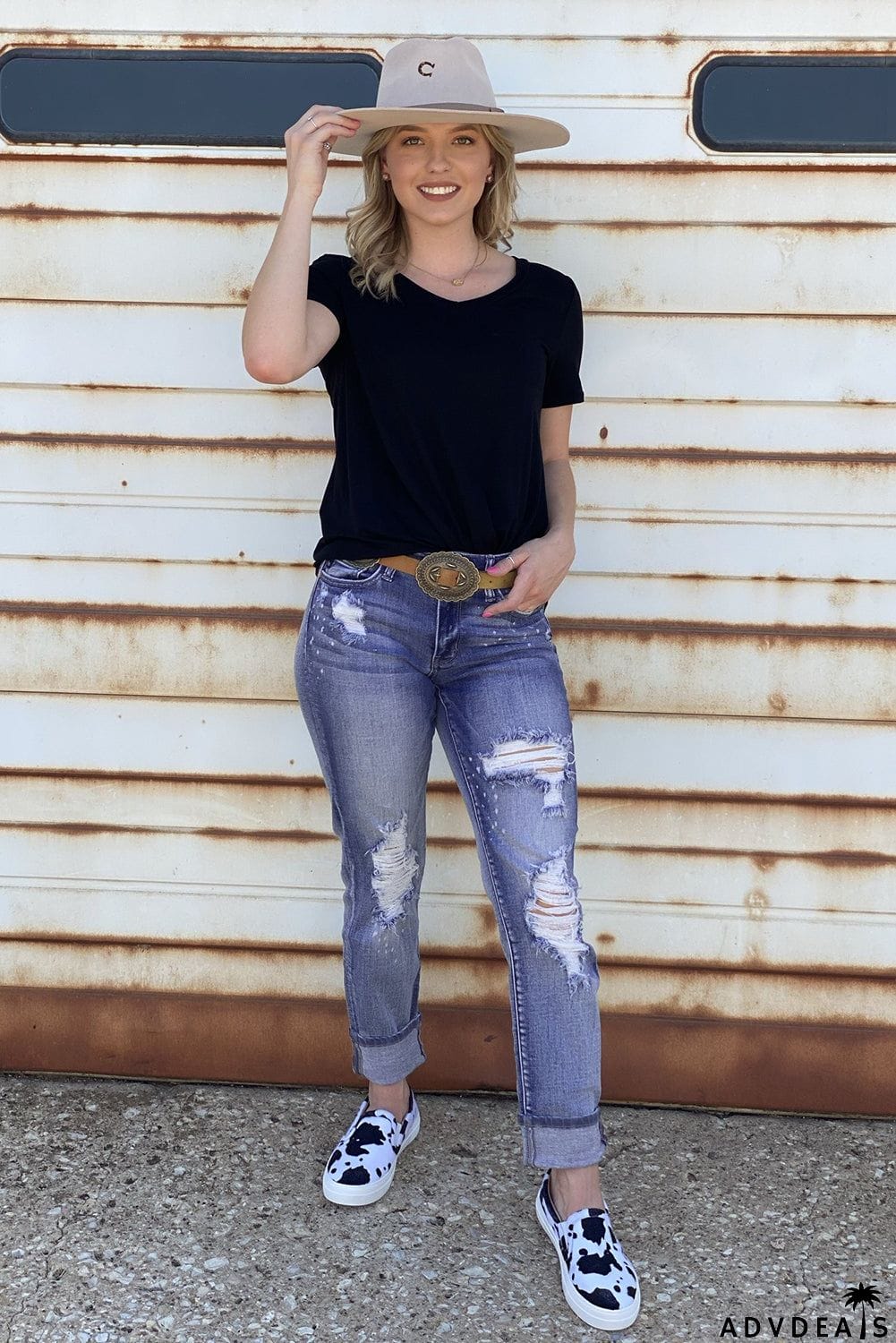 Splatter Boyfriend Straight Ripped Jeans