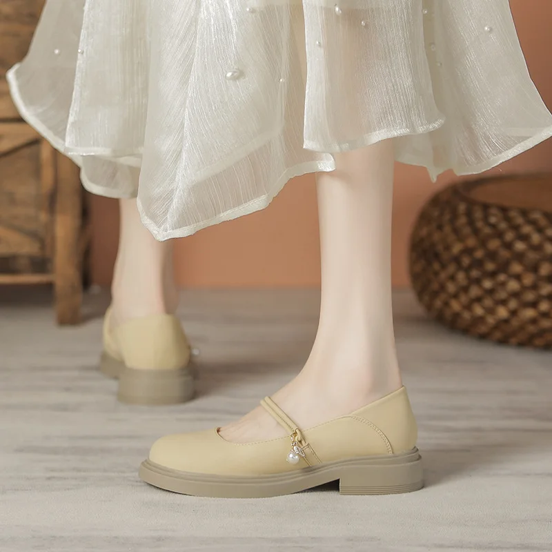 Uveng Uveng Chinese Shoes With Skirt Summer Loafers Mary Jane Women's Shoes Women's French Shallow Flat Single Shoes