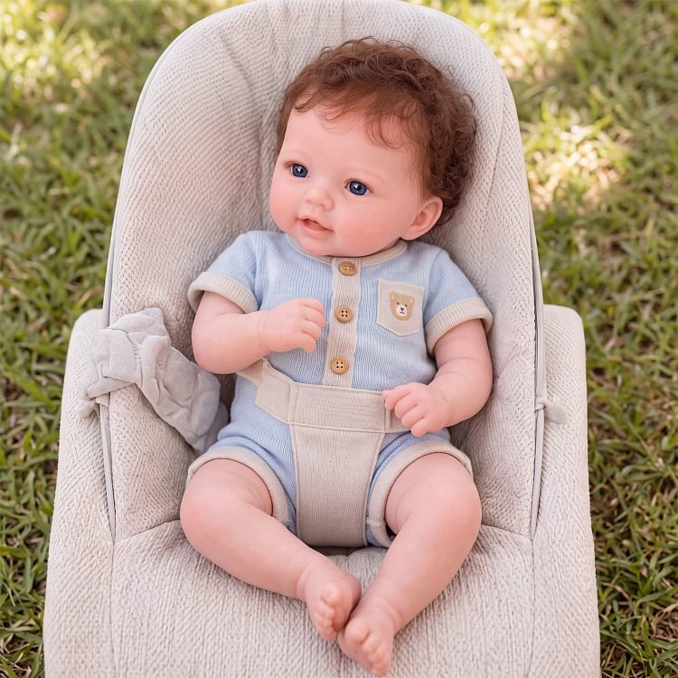 [Pre-Order]Babeside Sidney 12&rdquo;/16&rdquo; Silicone Reborn Boy Doll &ndash; Hand-Rooted Hair, Blue Eyes & Blue Knit Shirt