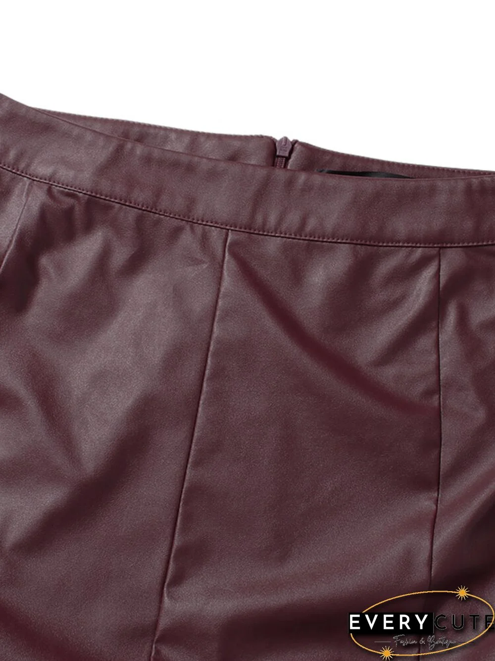 Solid Color PU Leather High Waist Skirt For Women