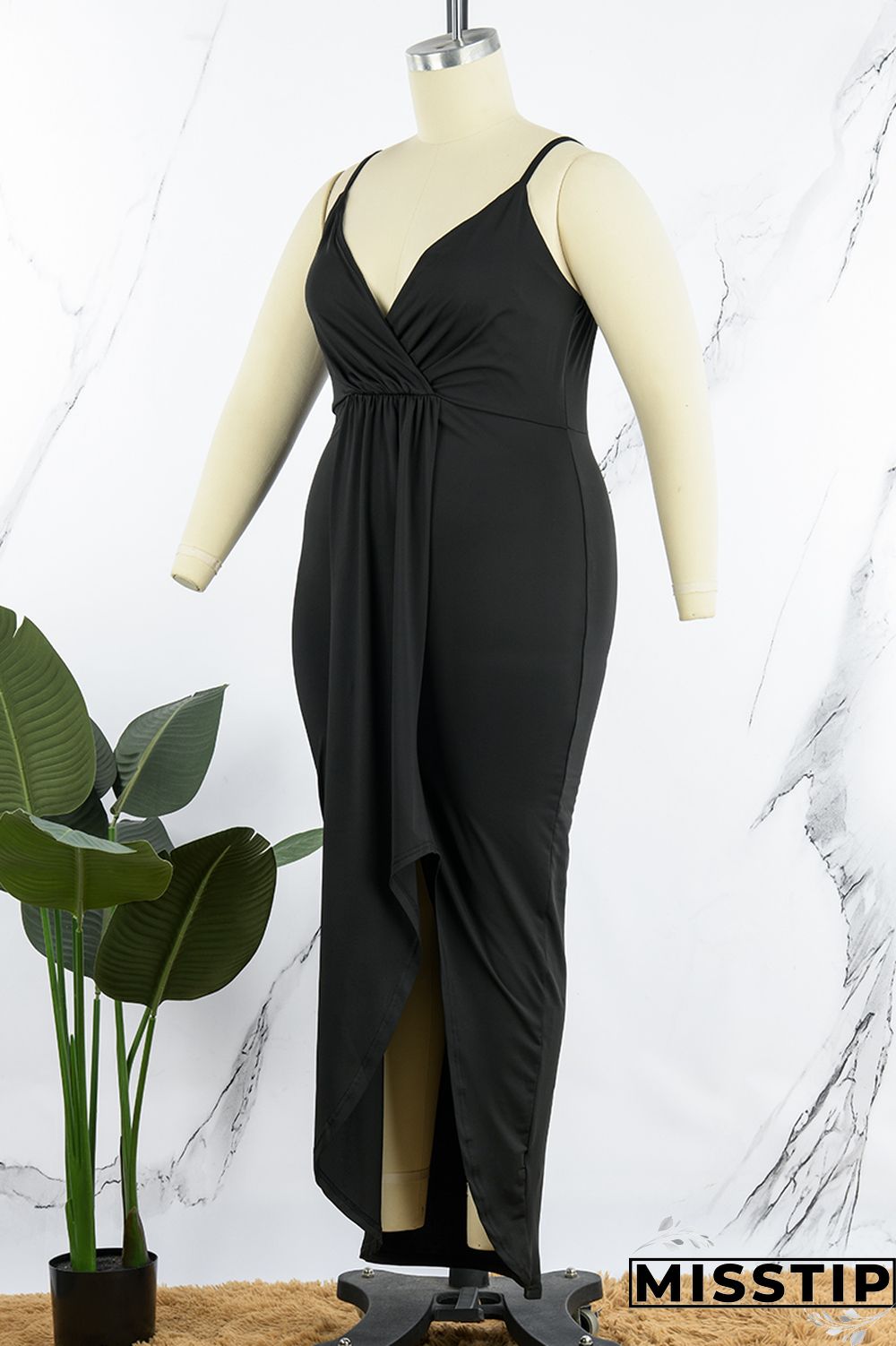 Purple Sexy Solid Patchwork Backless V Neck Sling Dress Plus Size Dresses