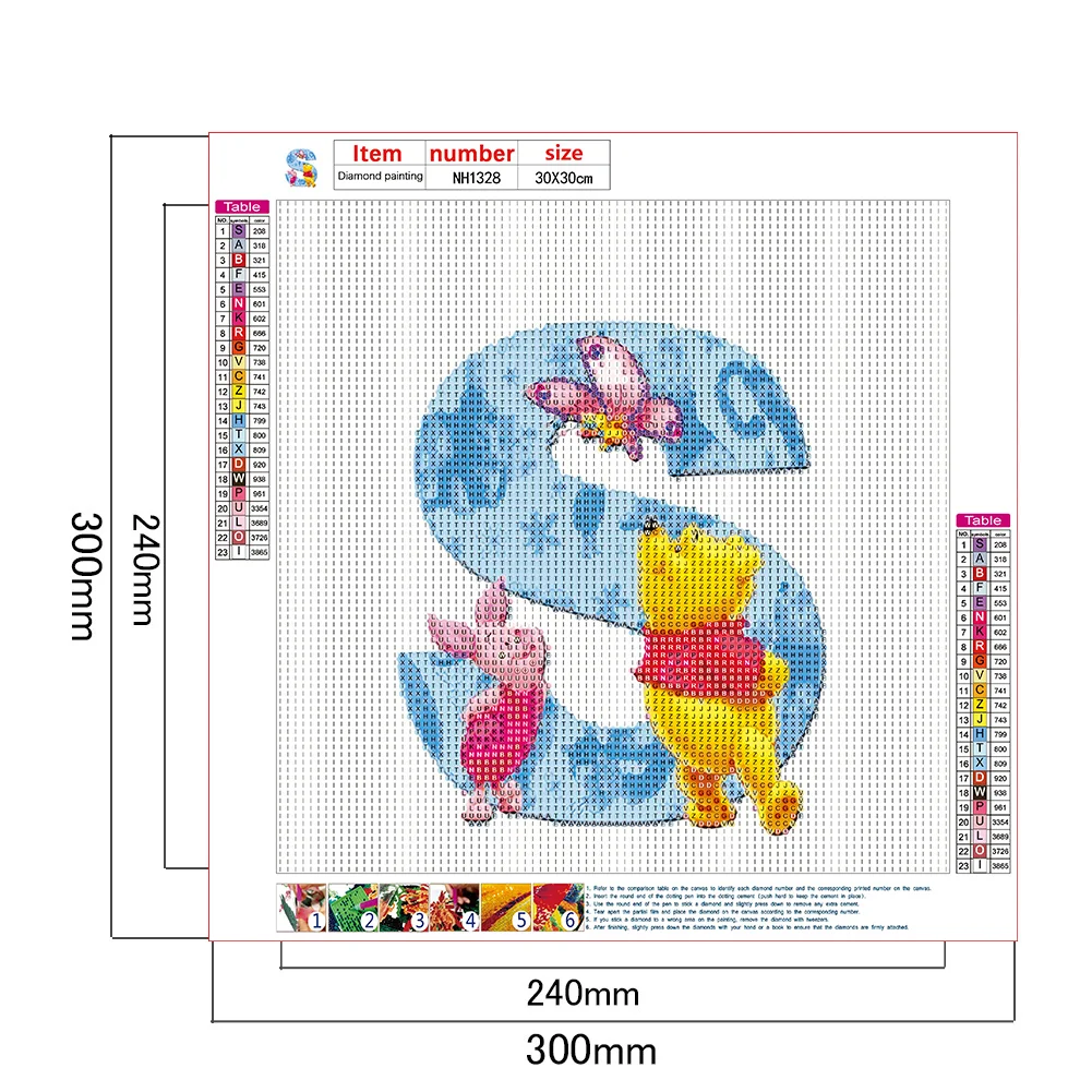 Full Round Diamond Painting 30*30cm - Letter S Winnie The Pooh