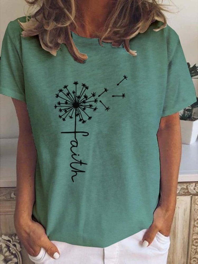 Faith Dandelion Print T Shirt