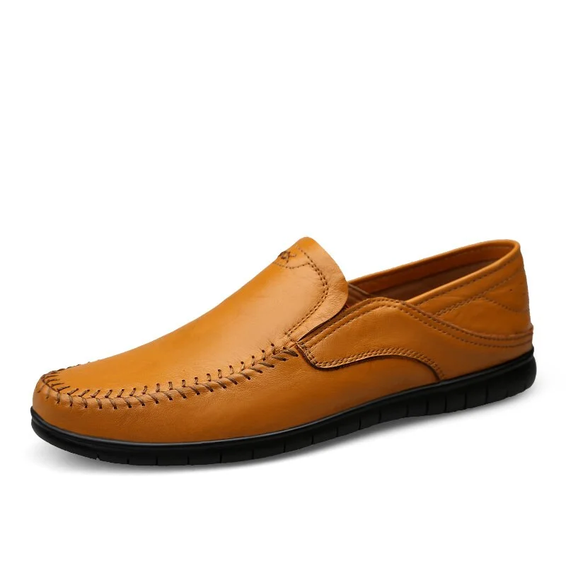 Italian Men Shoes Casual Luxury Brand Summer Mens Loafers Genuine Leather Moccasins Comfy Breathable Slip on Boat Shoes Black