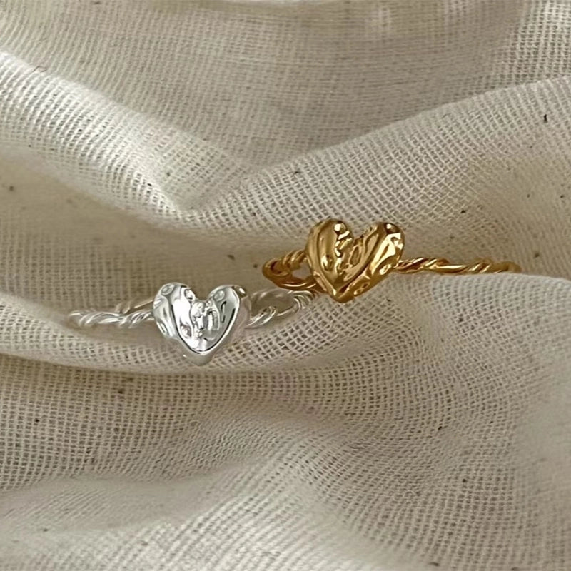 925 Sterling Silver Heart Shape Open Ring
