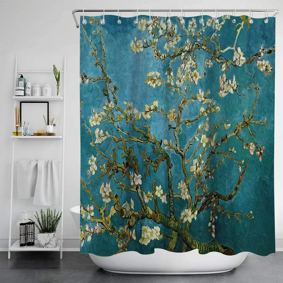 Van Gogh Art Painting Shower Curtains Bathroom 3D Print Waterproof Fabric With Hook Geometric Pattern Decorative Bathtub Curtain