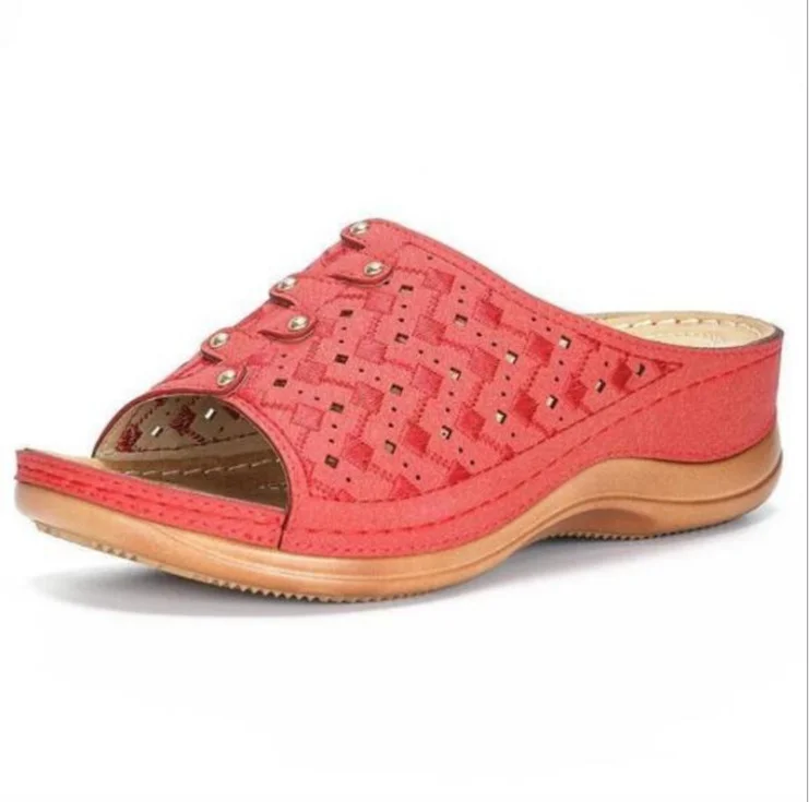 Yyvonne Summer New New Heel Thick-Bottomed Large-Size Hollow Casual Beach Women's Sandals