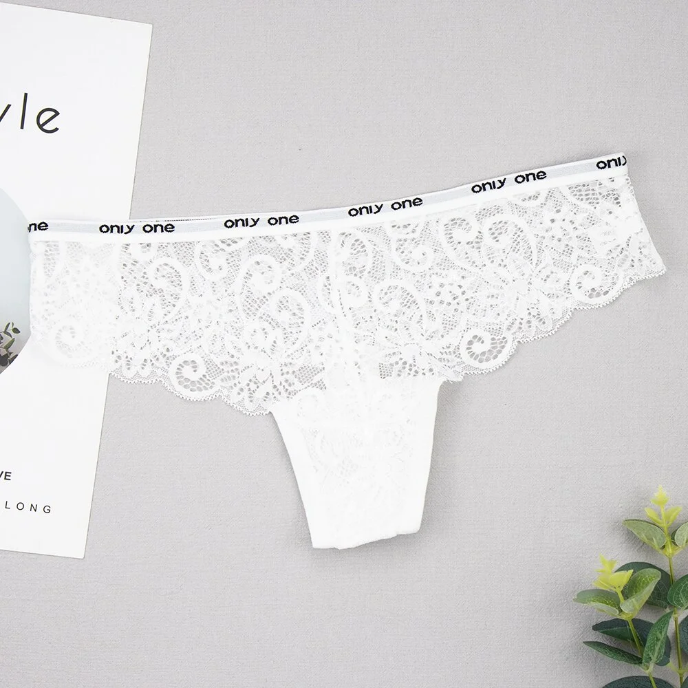 Billionm Women G String sexy Lingerie Letter Low-rise Breathable Lace Thongs Girl Panties With Hole Sexy Intimattes Large Size 3XL 4XL