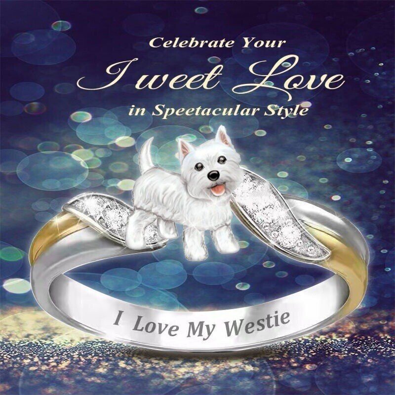 Crystal Dog Memorial Ring For Dog Lover