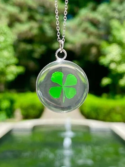 Women's Real Four Leaf Clover Casual Necklace