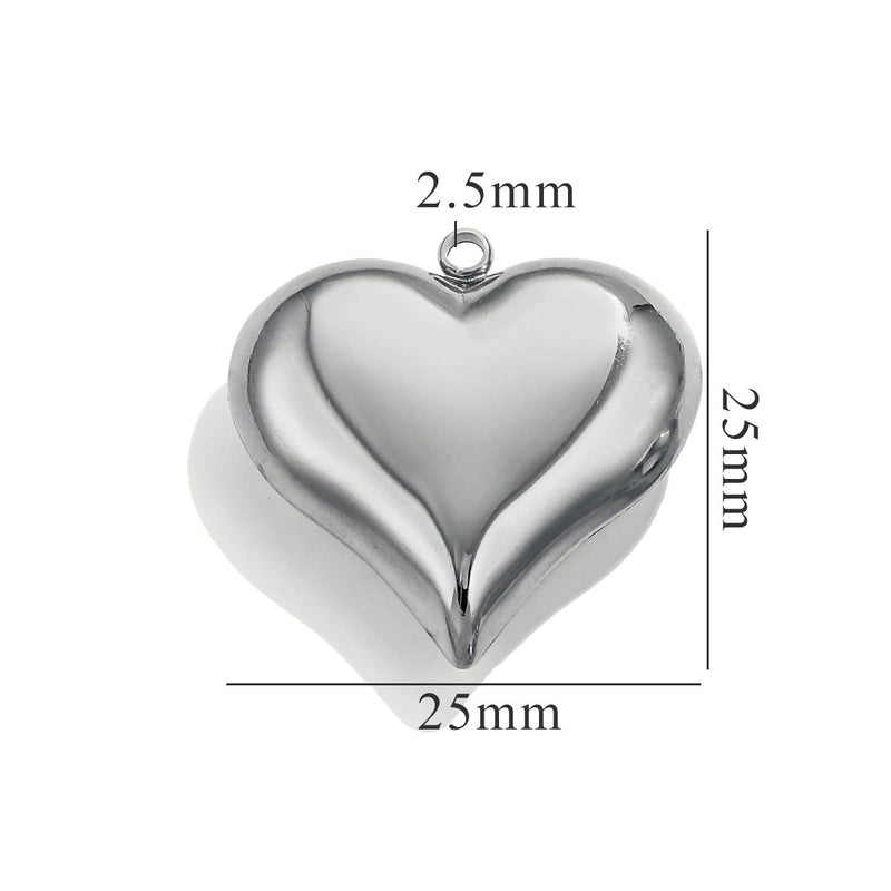 1 Piece 15*15mm Titanium Steel Heart Shape Pendant Jewelry Accessories