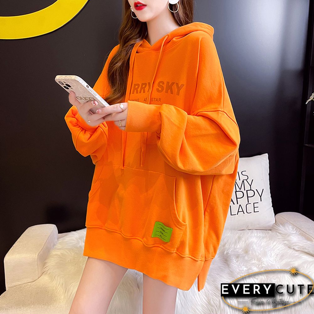 Spring Autumn Korean Fashion Letter Hoodies Women Loose Casual Pocket Print Sweatshirts Long Sleeves Pullover Streetwear New2022