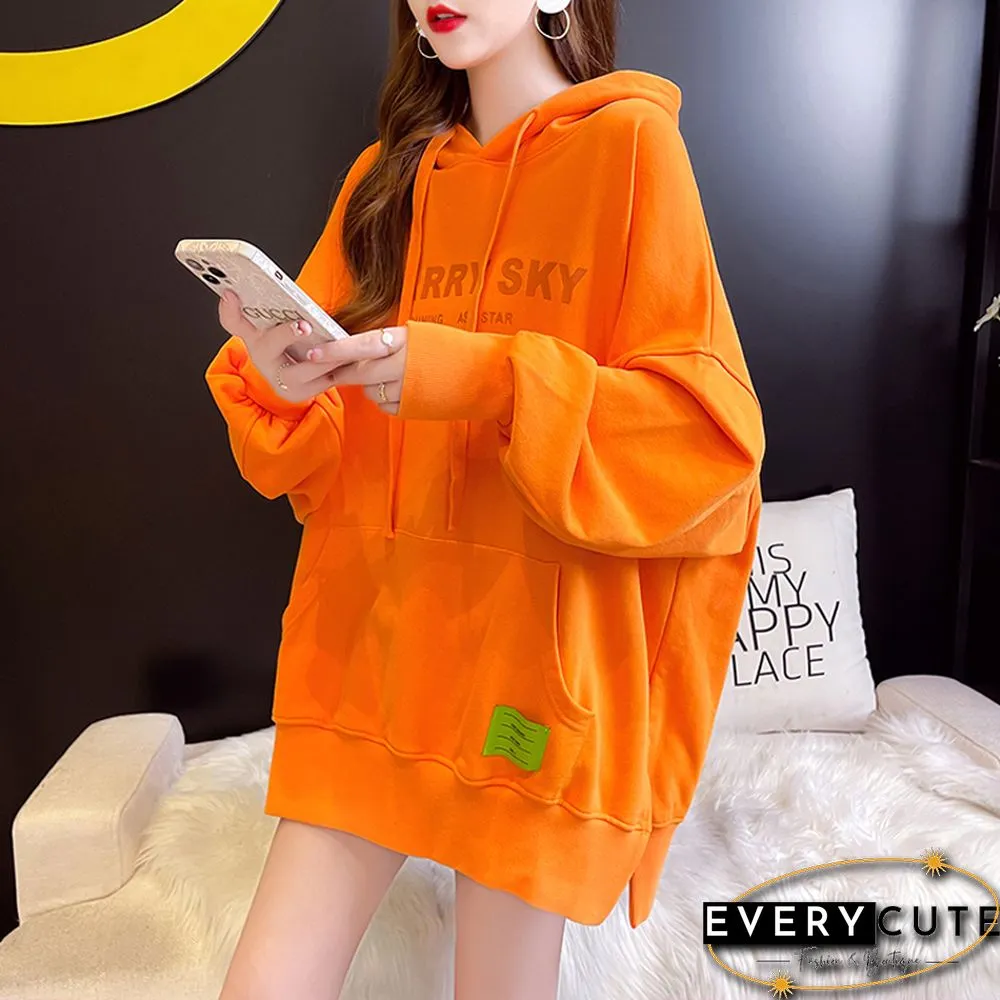 Spring Autumn Korean Fashion Letter Hoodies Women Loose Casual Pocket Print Sweatshirts Long Sleeves Pullover Streetwear New2022