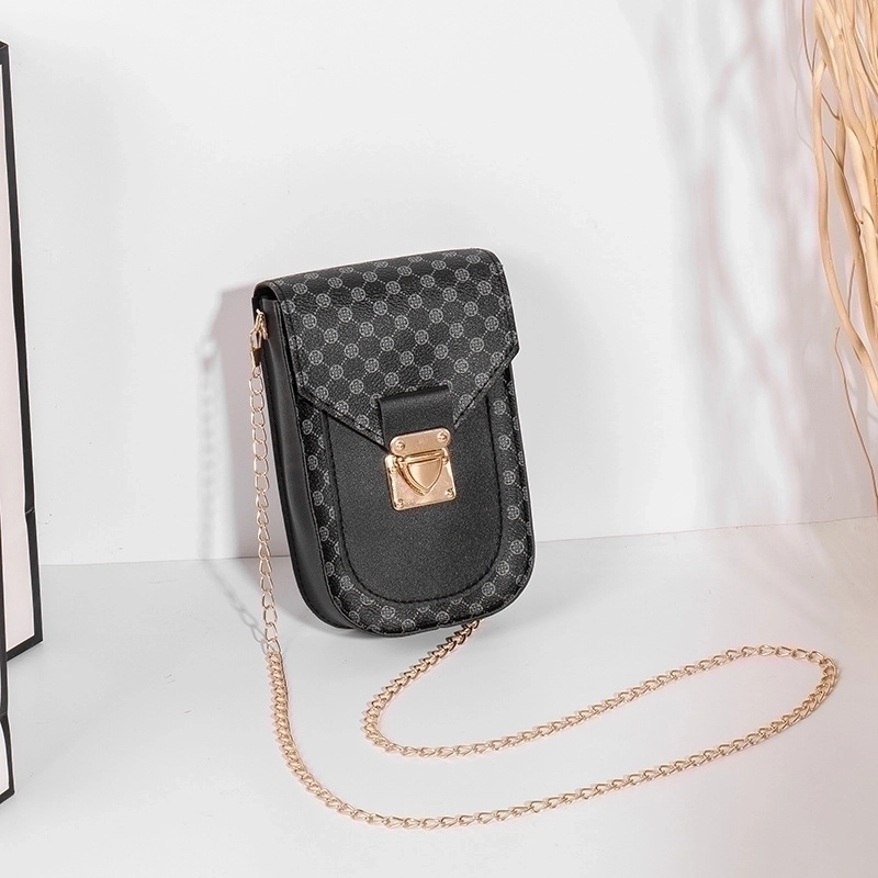 Women’s Small Pu Leather Color Block Fashion Square Lock Clasp Crossbody Bag Chain Bag