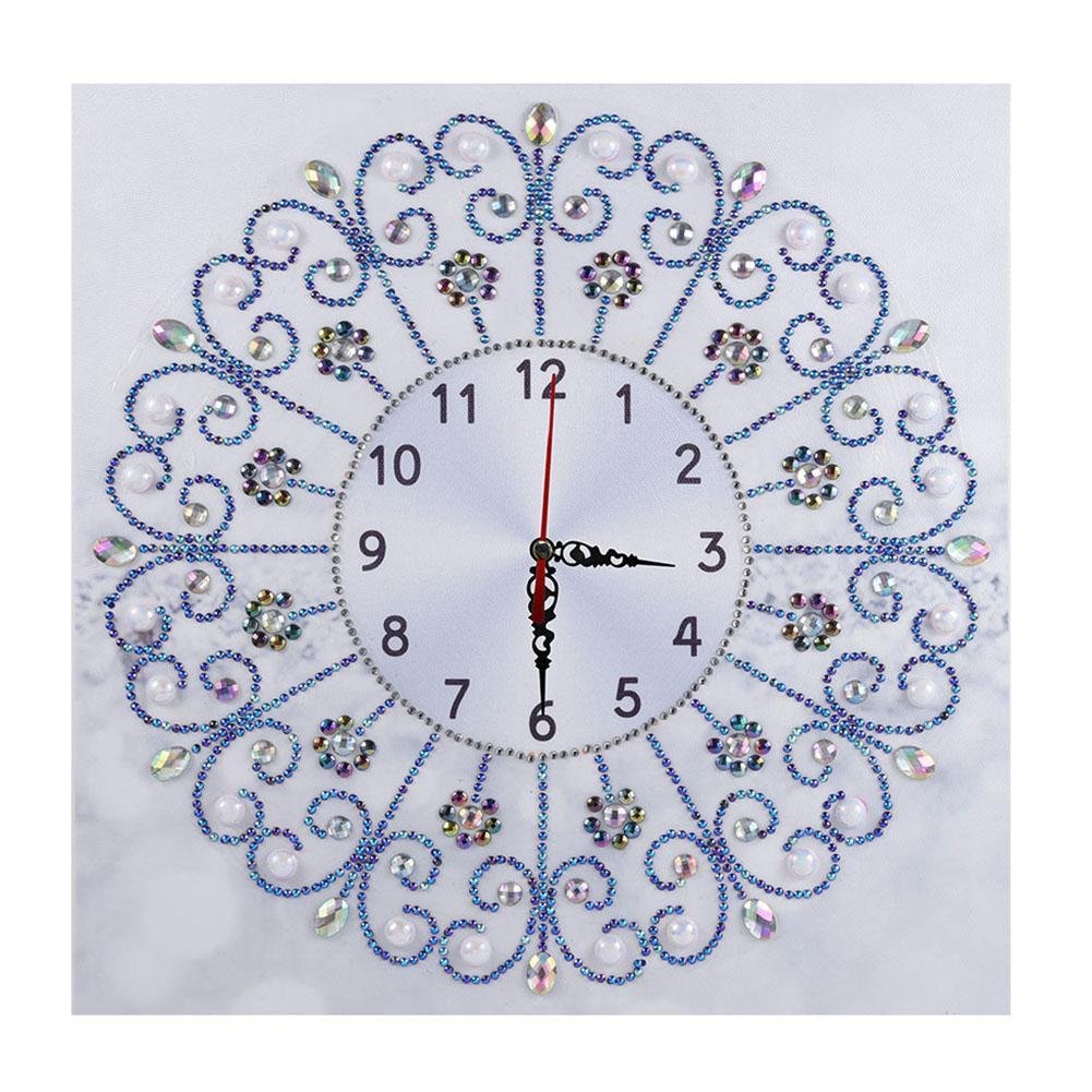 Clock 35x35cm(canvas) Beautiful Special Shaped Drill Crafts