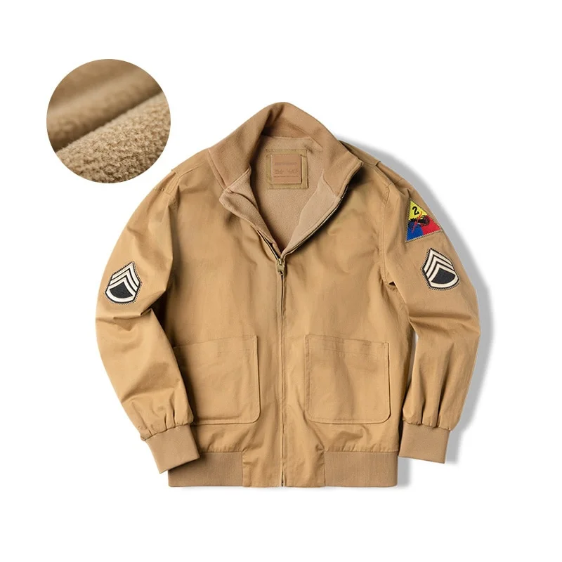 Aonga Autumn Outfits  Winter B15 Jackets Men American Retro Bomber Air Force Bomber Jacket Coat Fall Padded Fleece Collar Coats Men's Clothing