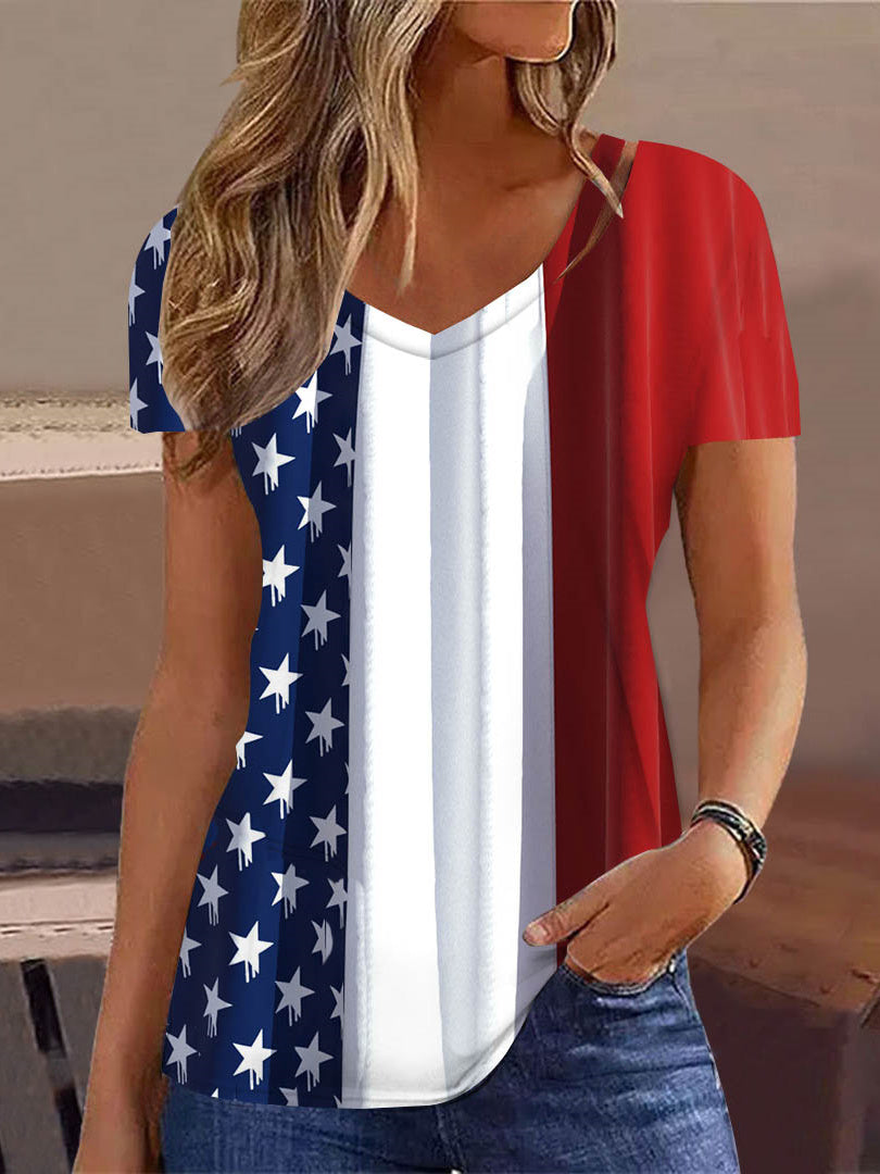 Women Long Sleeve V-neck Graphic Floral Printed Top