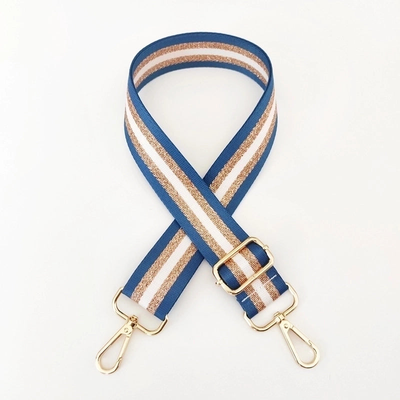 New Colorful Nylon Wide Shoulder Strap Bright Gold Thread Purse Accessories Strap Adjustable Shoulder Crossbody Replacement Long Strap