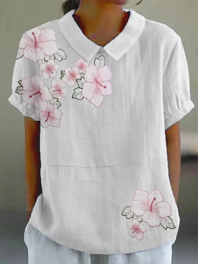 Women's Casual Floral Print Lapel Top