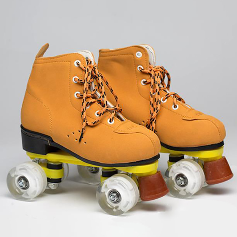 Yellow Suede Leather Roller Skates