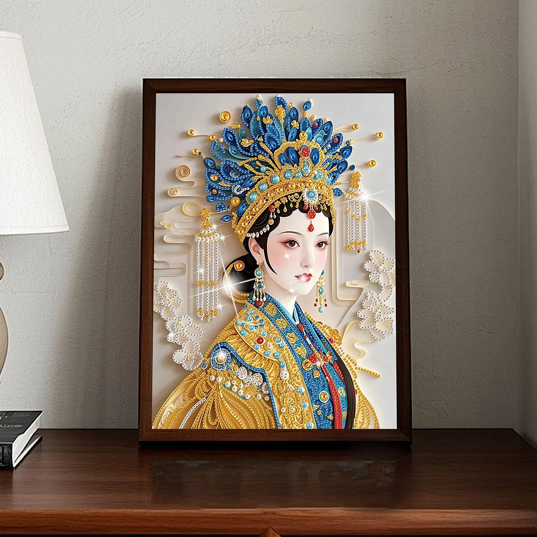 Diamond Painting - Partial Special Shaped Drill - Phoenix Crown Lady(Canvas|30x40cm)