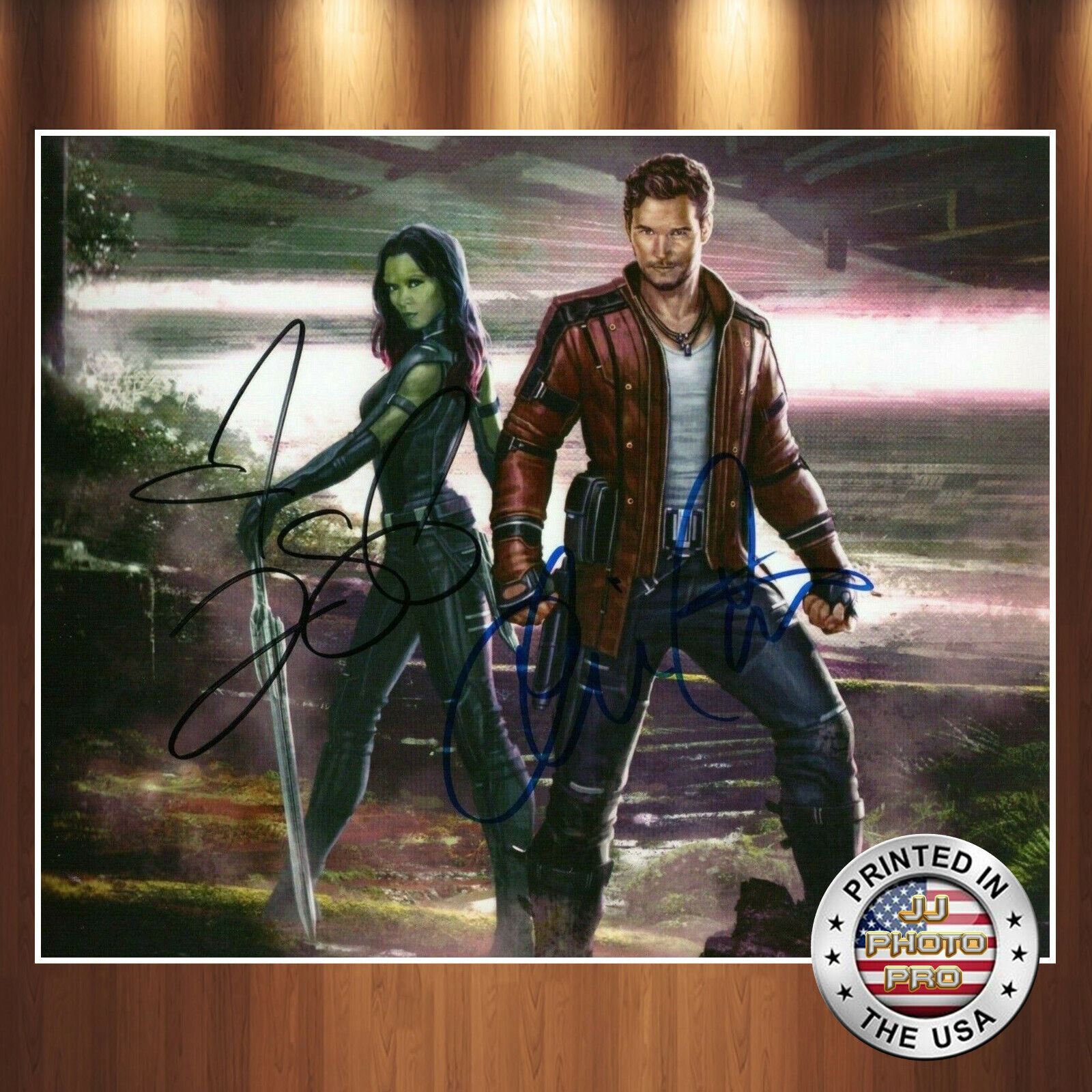 Chris Pratt Zoe Saldana Autographed Signed 8x10 Photo Poster painting (Avengers) REPRINT