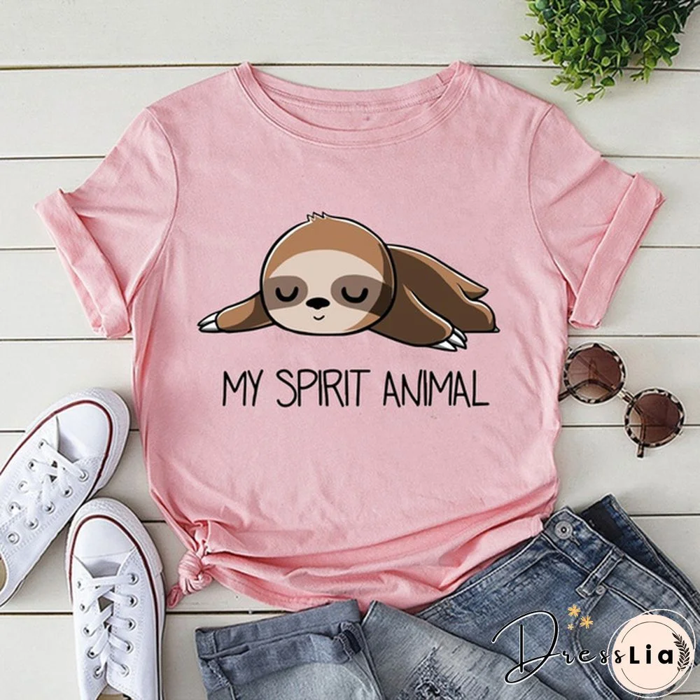 Sloth MY  Printing T Shirts Fashion Womens Summer Cool Short Sleeve Tops Tee Shirts