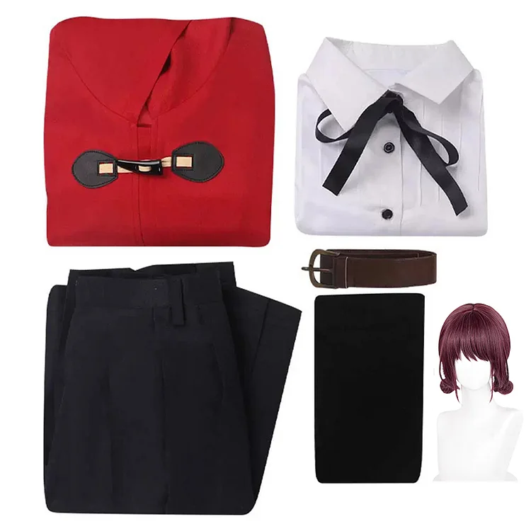 【Wetrose】Nina Iseri Girls Band Cry Cosplay Costume Red Coat Gaaruzu Bando Kurai Wig Full Set