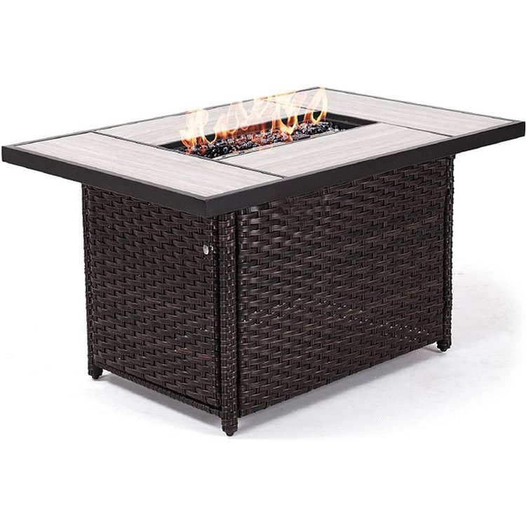 outdoor wicker propane fire pit table