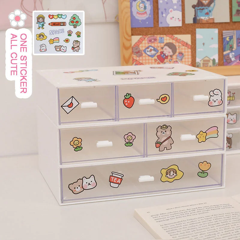 W&G Ins Drawer Type Desktop Storage Box Transparent Student Dormitory Miscellaneous Cosmetics Rack Desk Kawaii Organize Box 2021