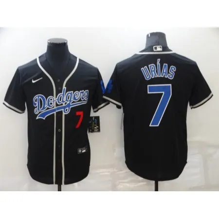Men's Los Angeles Dodgers #7 Julio Urias Black Cool Base Stitched Baseball Jersey C708