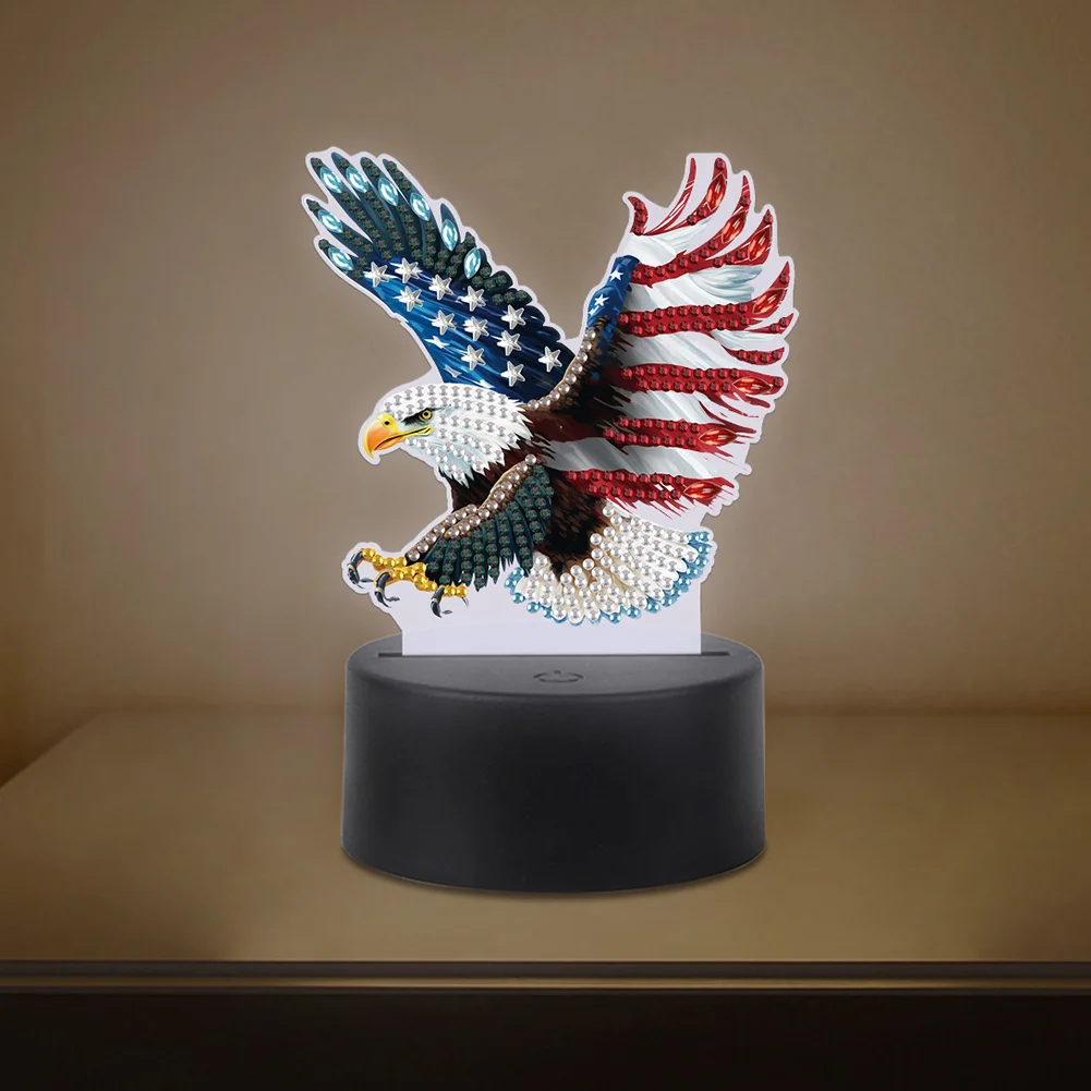 5D DIY US Flag Eagle Diamond Painting Night Light Diamond Painting Lamp