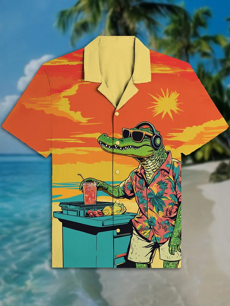 Men's Vacation Crocodile Print Vacation Shirt